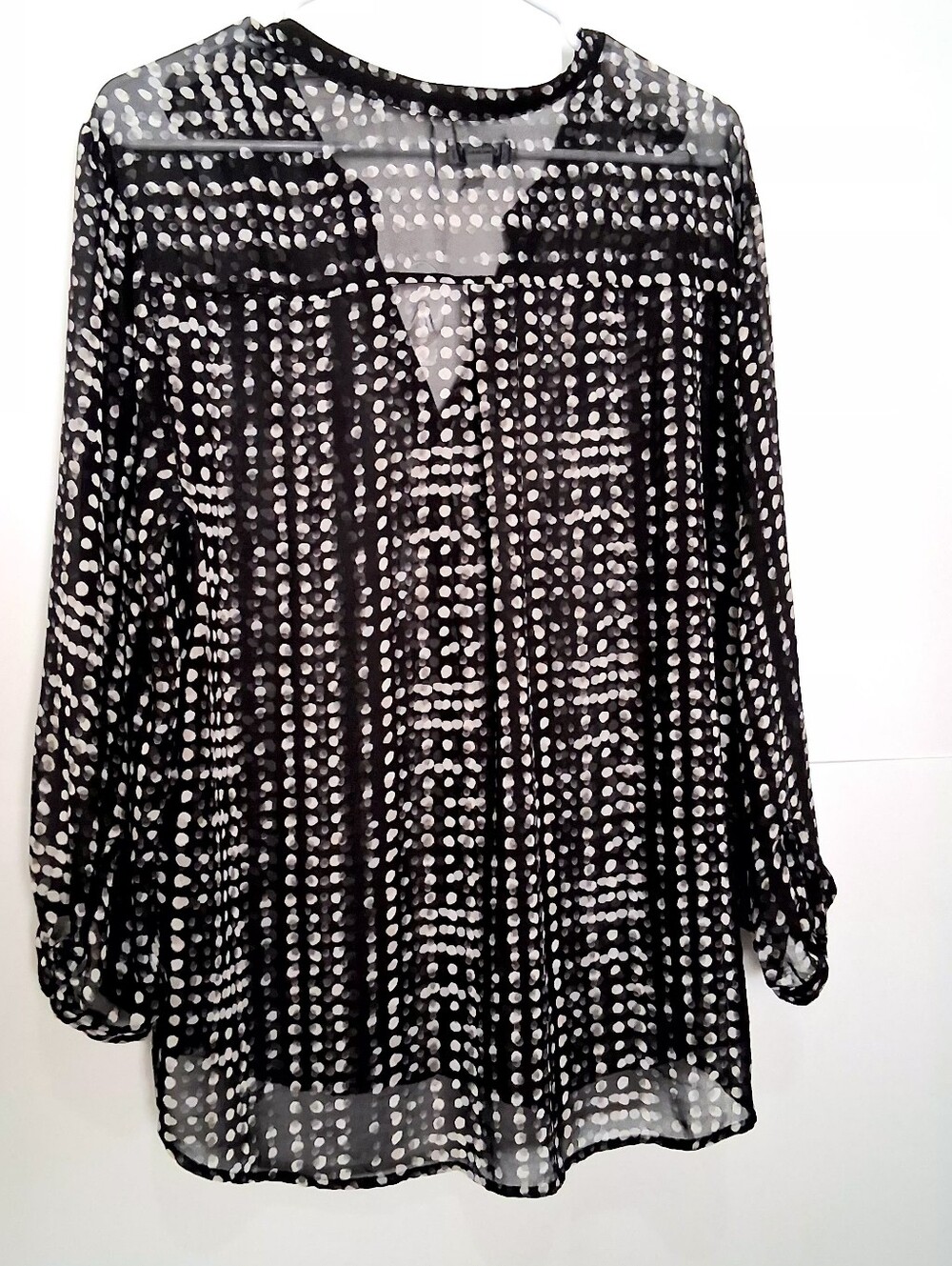 Old Navy Black Sheer Dot-Pattern Button-Up Blouse Size XXL - Picture 2 of 6